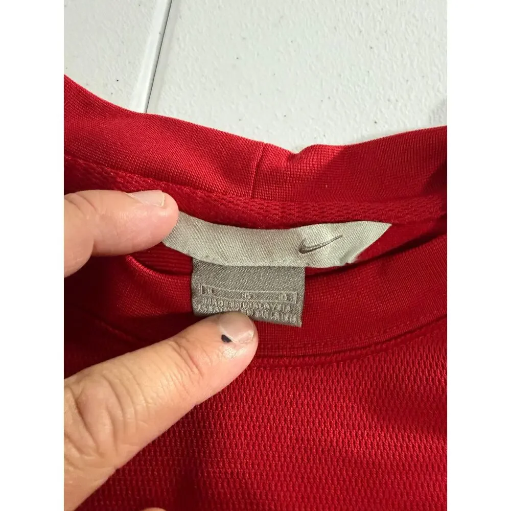 Nike Mens Large Red Long Sleeve Dri-Fit Athletic Shirt Mesh